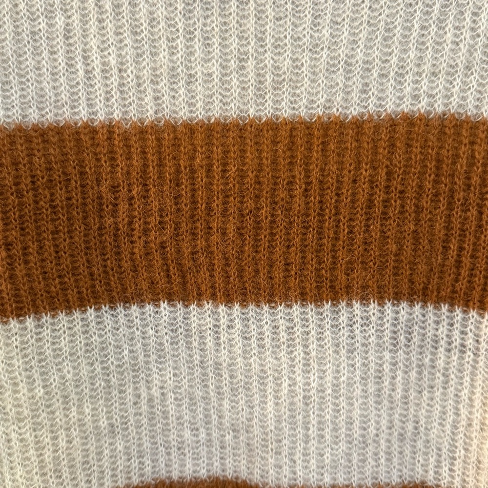 Everlane Oversized Alpaca Wool Sweater Size Small  Brown & Cream Rugby Stripes - Picture 5 of 7